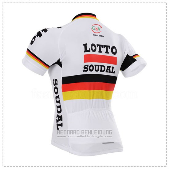 2015 Fahrradbekleidung Lotto Soudal Champion Deutschland Trikot Kurzarm und Tragerhose